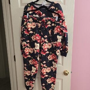 LuLaRoe Lu Lu‎ Set Black and Cream Floral Set